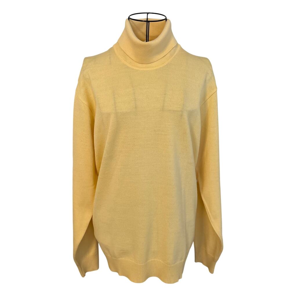 MARZ M Germany Luxury Pure New Wool Pullover Turtleneck Sweater Preppy Yellow